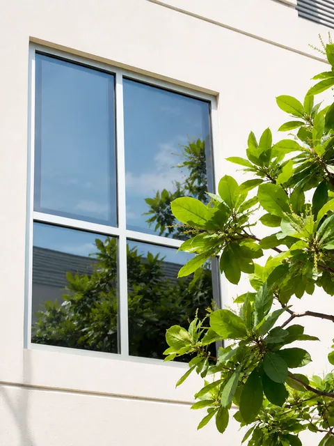 Four-pane grid window detail, Sidra villa