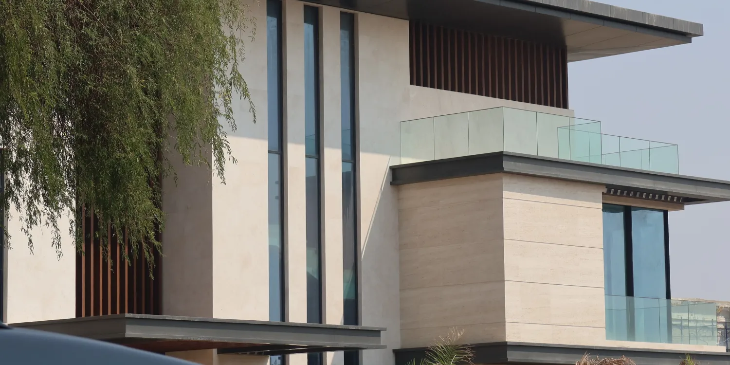 New window installation in Dubai villa showing modern aluminium frames and large glazing